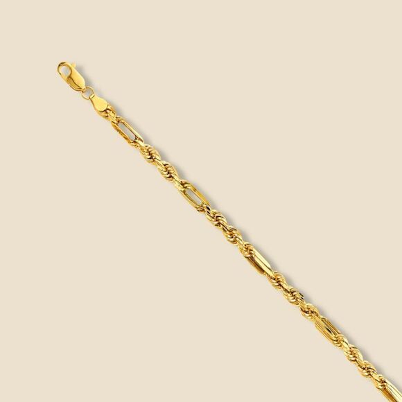 14k Real Gold Figaro Rope Bracelet | 8.5โ Length |โ4mm Thick | Elegant Gold | - Picture 2 of 7